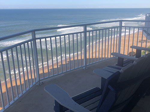 Ocean and beach view from the balcony of rental unit 1103